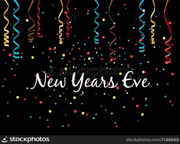 New year eve background with confetti and serpentine, vector illustration. New year eve background