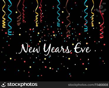 New year eve background with confetti and serpentine, vector illustration. New year eve background