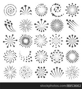 New year fireworks icons vector image