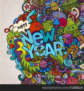 New year hand lettering and doodles elements background.
