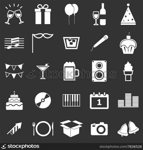New Year icons on black background, stock vector