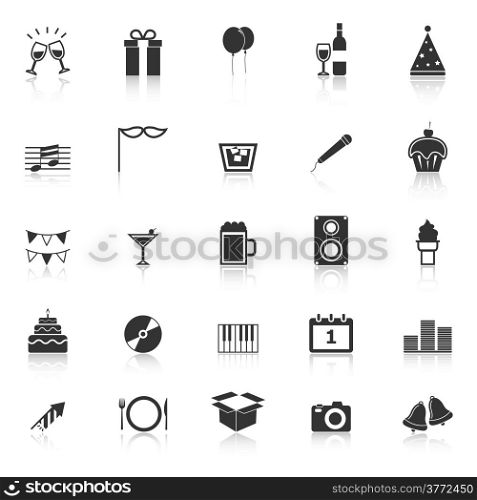 New Year icons with reflect on white background, stock vector