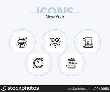 New Year Line Icon Pack 5 Icon Design. . photo. sweet. camera. food