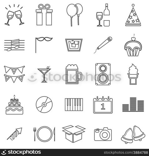 New Year line icons on white background, stock vector