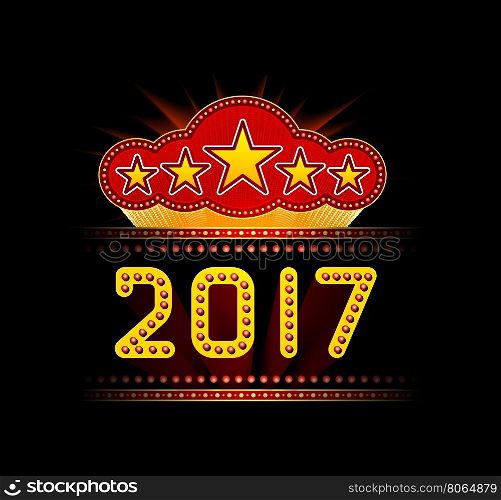 New Year marquee 2017. New Year marquee 2017. Vector illustration on black