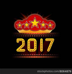 New Year marquee 2017. New Year marquee 2017. Vector illustration on black