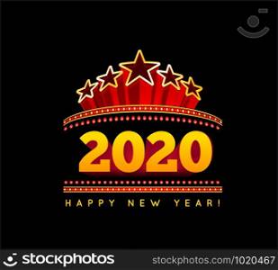 New Year marquee 2020. Vector illustration on black background. New Year marquee 2020 vector illustration on black