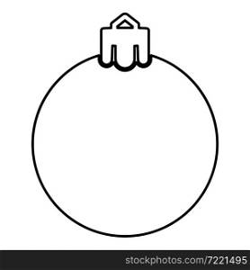 New Year&rsquo;s ball Christmas sphere toy contour outline icon black color vector illustration flat style simple image. New Year&rsquo;s ball Christmas sphere toy contour outline icon black color vector illustration flat style image