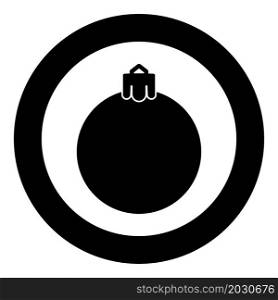 New Year&rsquo;s ball Christmas sphere toy icon in circle round black color vector illustration image solid outline style simple. New Year&rsquo;s ball Christmas sphere toy icon in circle round black color vector illustration image solid outline style