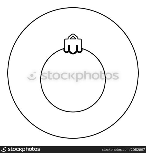 New Year&rsquo;s ball Christmas sphere toy icon in circle round black color vector illustration image outline contour line thin style simple. New Year&rsquo;s ball Christmas sphere toy icon in circle round black color vector illustration image outline contour line thin style