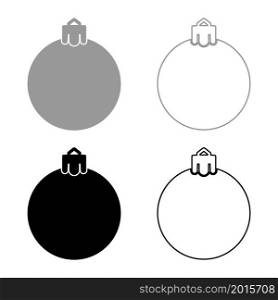 New Year&rsquo;s ball Christmas sphere toy set icon grey black color vector illustration image simple flat style solid fill outline contour line thin. New Year&rsquo;s ball Christmas sphere toy set icon grey black color vector illustration image flat style solid fill outline contour line thin