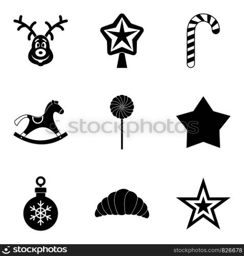 New Year toy icons set. Simple set of 9 new year toy vector icons for web isolated on white background. New Year toy icons set, simple style