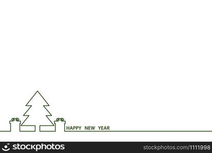 New Year Tree and gift box for design holiday card, banner or poster on white, stock vector illustration