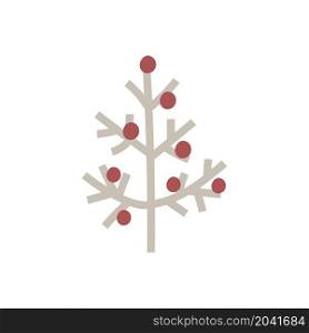 New Year tree in doodle scandinavian vector art drawing style. Christmas tree decorated with red balls. Minimalist design illustration isolated on white background.. New Year tree in doodle scandinavian vector art drawing style. Christmas tree decorated with red balls. Minimalist design illustration isolated on white background