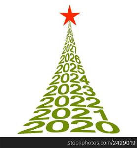 new year tree with numbers 2020, vector Christmas tree symbol of new life, well-being and a beautiful future
