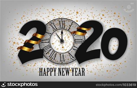 New Year Typographical Creative Background 2020 With Clock