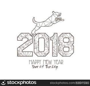New Years 2018 polygonal line Background. Year of the dog