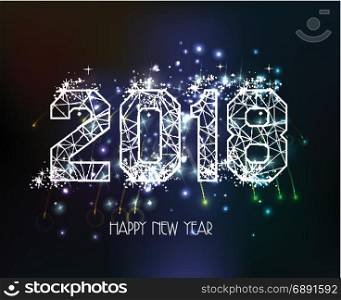 New Years 2018 polygonal line light Background