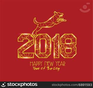 New Years 2018 polygonal line light background. Year of the dog