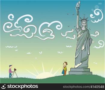 new york cartoon background vector illustration