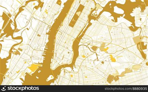 New York City Golden Map. Vector Illustration.