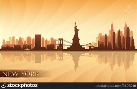 New York city skyline detailed silhouette. Vector illustration