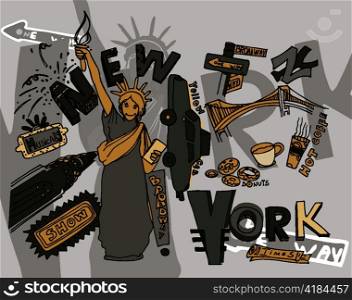 new york doodles vector illustration