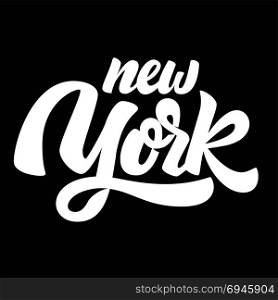 New York. Lettering phrase isolated on dark background. Vector illustration
