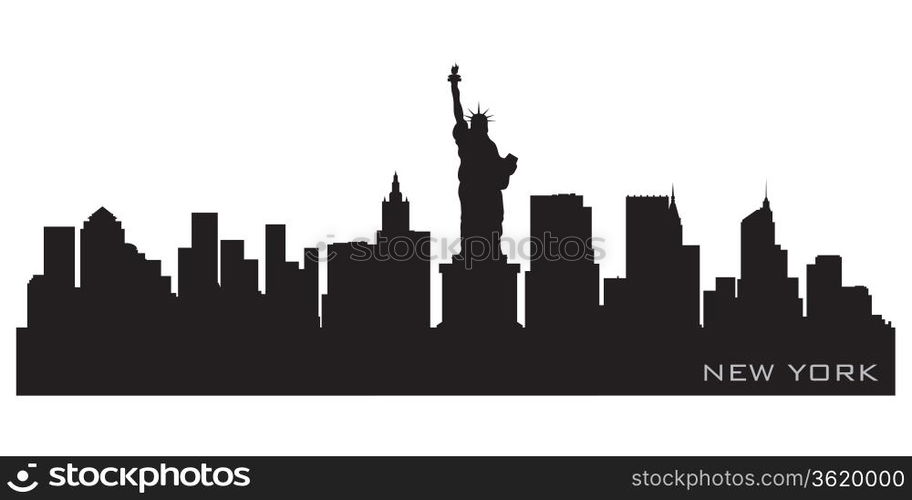 New York skyline. Detailed vector silhouette