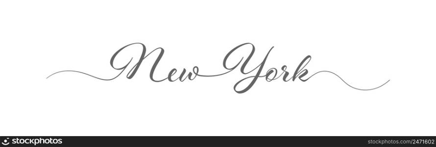 New York. The name of the city is written in a calligraphic handwriting in one line