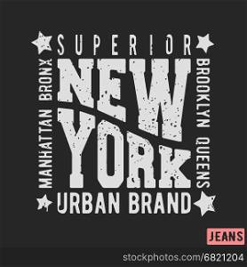 New York vintage stamp. T-shirt print design. New York vintage stamp. Printing and badge applique label t-shirts, jeans, casual wear. Vector illustration.