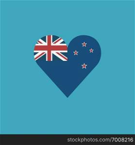 New Zealand flag icon in a heart shape in flat design. Independence day or National day holiday concept.