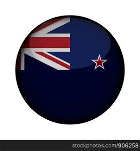 new zealand Flag in glossy round button of icon. new zealand emblem isolated on white background. National concept sign. Independence Day. Vector illustration.