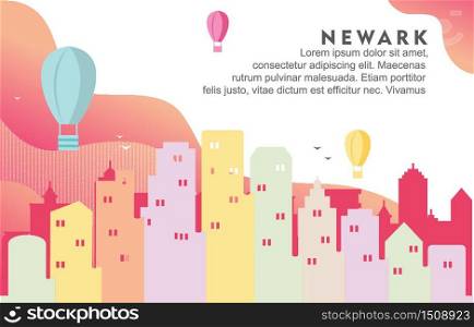 Newark New Jersey City Building Cityscape Skyline Dynamic Background Illustration