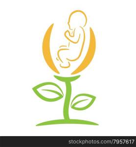 newborn child in flower vector illustration