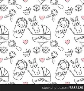 Newborn collection.  Seamless pattern for printing on fabric and packaging paper. Tailoring for children.