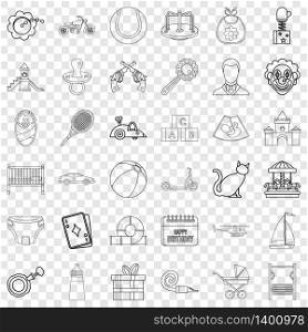 Newborn icons set. Outline style of 36 newborn vector icons for web for any design. Newborn icons set, outline style