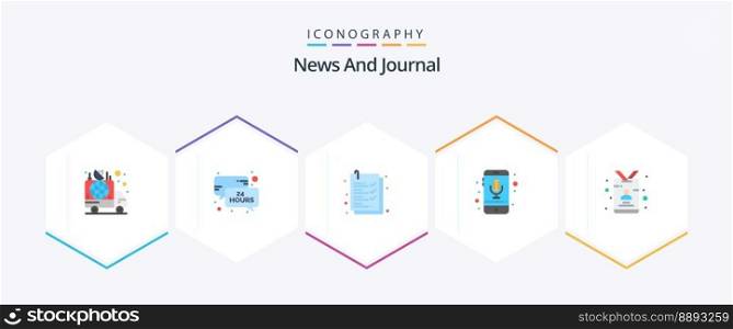 News 25 Flat icon pack including card. recording. message. phone. device