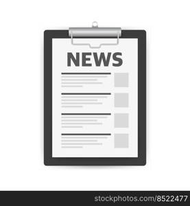 News clipboard. News form simple solid icon.. News clipboard. News form simple solid icon