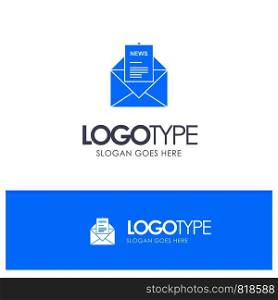 News, Email, Business, Corresponding, Letter Blue Solid Logo with place for tagline