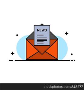 News, Email, Business, Corresponding, Letter Business Flat Line Filled Icon Vector Banner Template