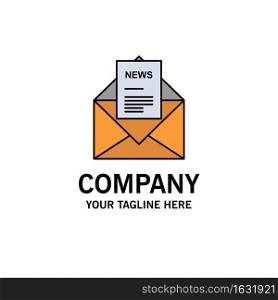 News, Email, Business, Corresponding, Letter Business Logo Template. Flat Color