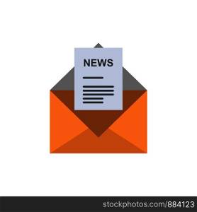 News, Email, Business, Corresponding, Letter Flat Color Icon. Vector icon banner Template