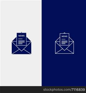 News, Email, Business, Corresponding, Letter Line and Glyph Solid icon Blue banner Line and Glyph Solid icon Blue banner