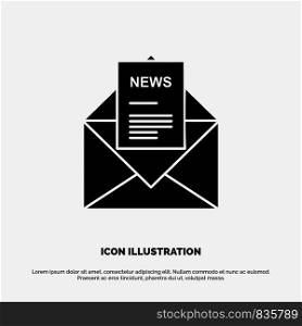 News, Email, Business, Corresponding, Letter solid Glyph Icon vector