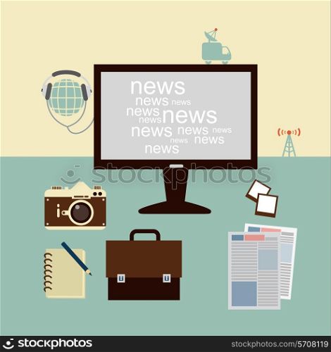 news from a journalist on the Computer illustration