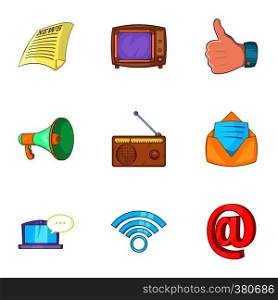 News icons set. Cartoon illustration of 9 news vector icons for web. News icons set, cartoon style