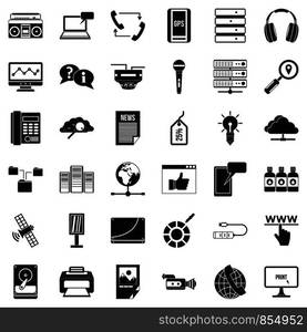 News icons set. Simple style of 36 news vector icons for web isolated on white background. News icons set, simple style