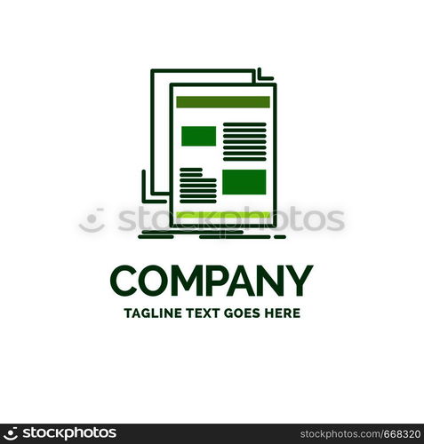 news, newsletter, newspaper, media, paper Flat Business Logo template. Creative Green Brand Name Design.