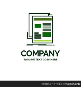 news, newsletter, newspaper, media, paper Flat Business Logo template. Creative Green Brand Name Design.